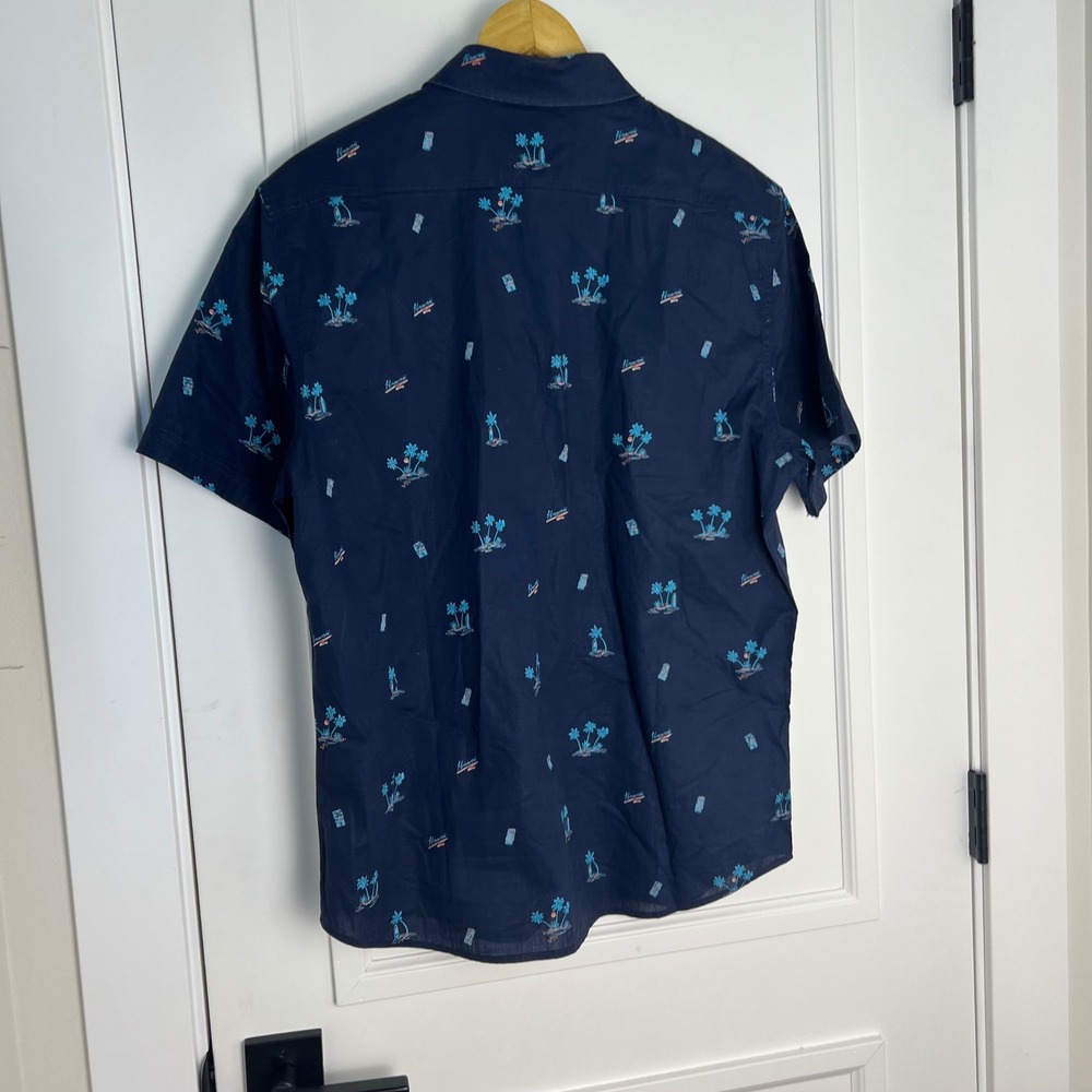 Flag&Anthem Mens M Hawaiian Palm Tree Surfboard Button Down‎ Shirt Pocket - Picture 2 of 8